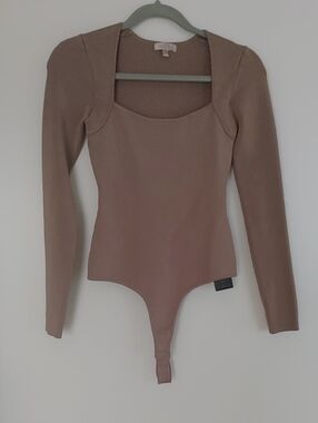 Guess Square Neck Bodysuit - Taupe